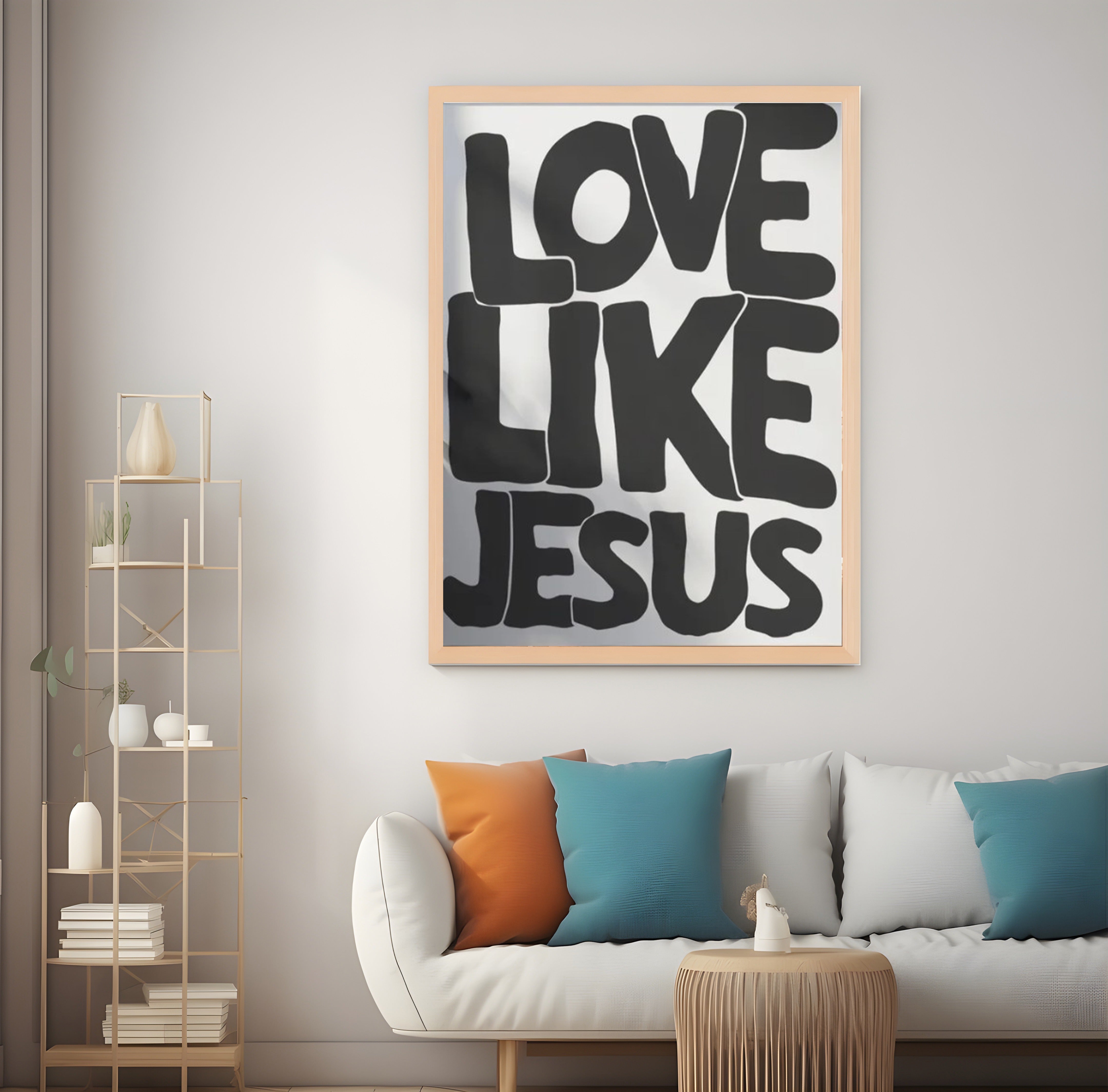 Modern Christian Wall Decor, Love Like Jesus Christian Poster Retro Christian WallArt, Christian Gifts Digital Art, Printable decor